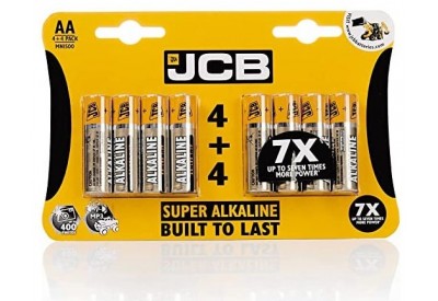 JCB Super Alkaline AA Batteries (pack of 8)